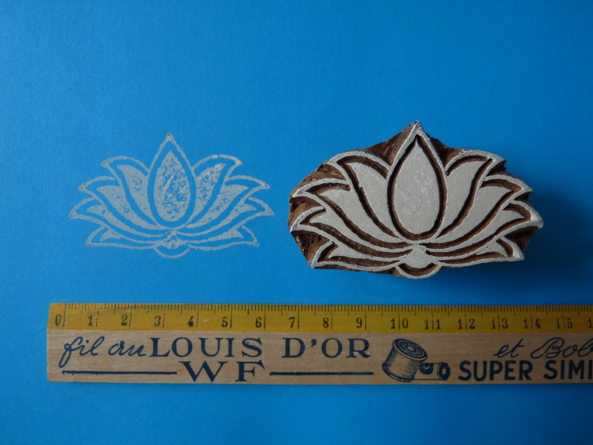 Houten blockprintstempel lotus Kashmir Heritage